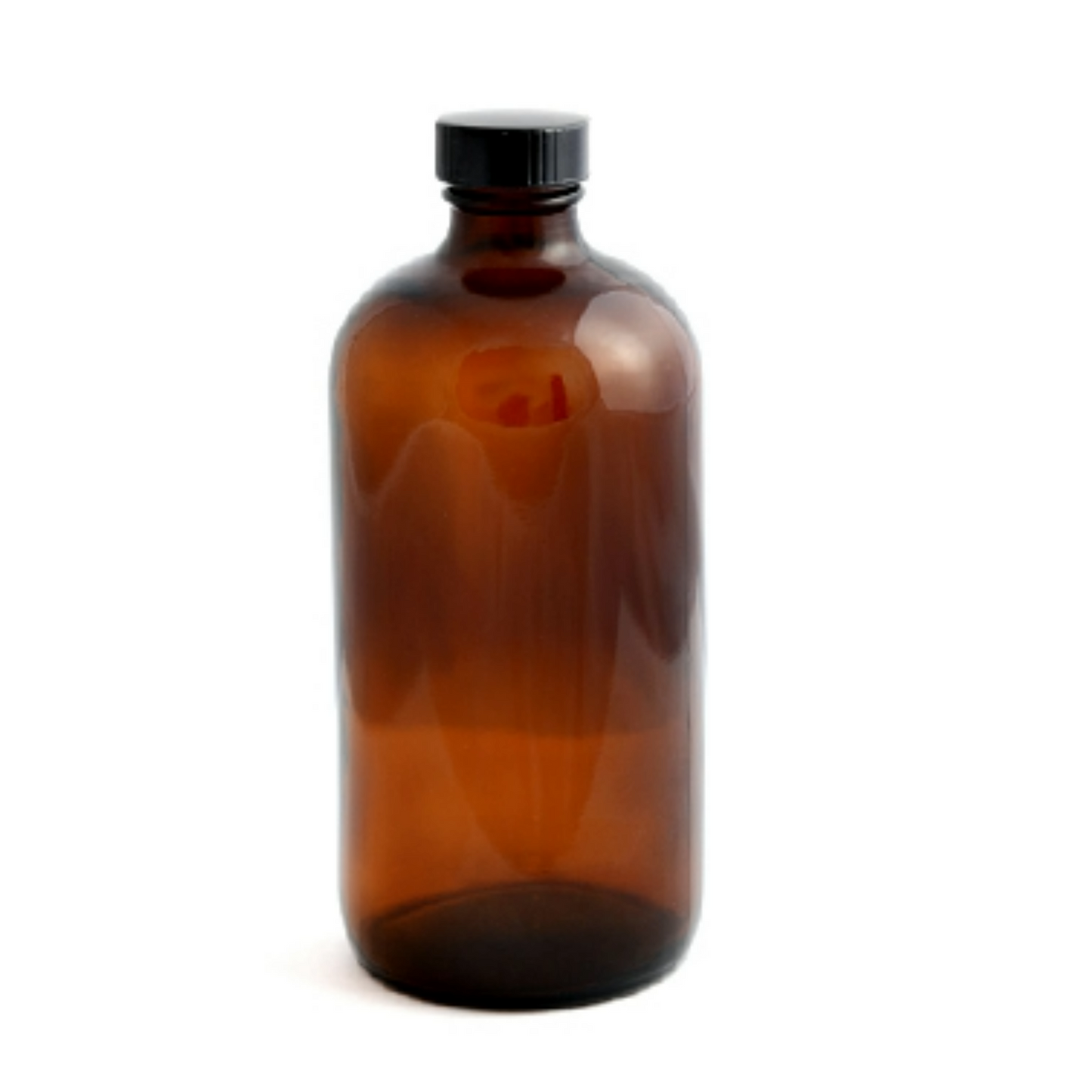 16 oz Amber Boston Round Glass Bottles with Cap Closure