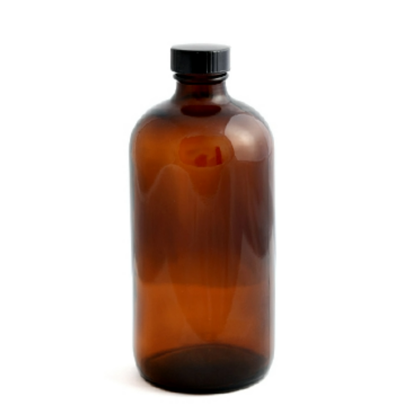 8 oz Amber Boston Round Glass Bottles with Cap Closure